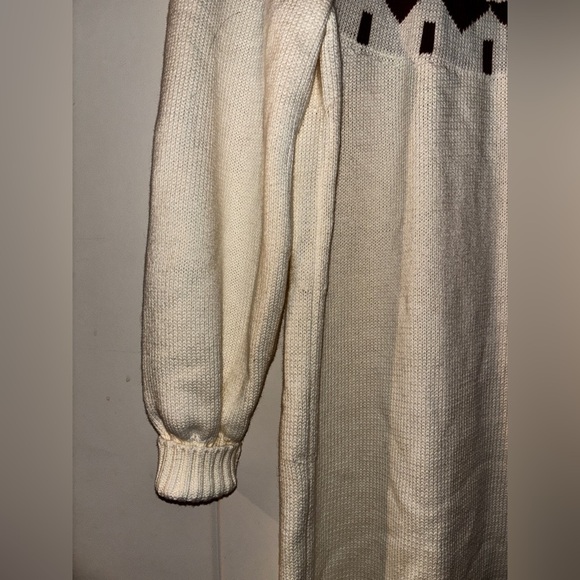 Free Assembly | Egret Ivory Fair Isle Sweater‎ Mini Dress Women L Winter Cozy - Picture 6 of 11